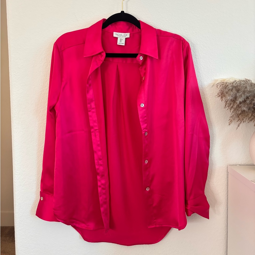 Rachel Zoe hot pink button up blouse